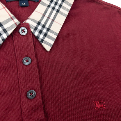 Vintage 2000s Burberry Nova Check Collar Long Sleeve Polo Shirt Size M