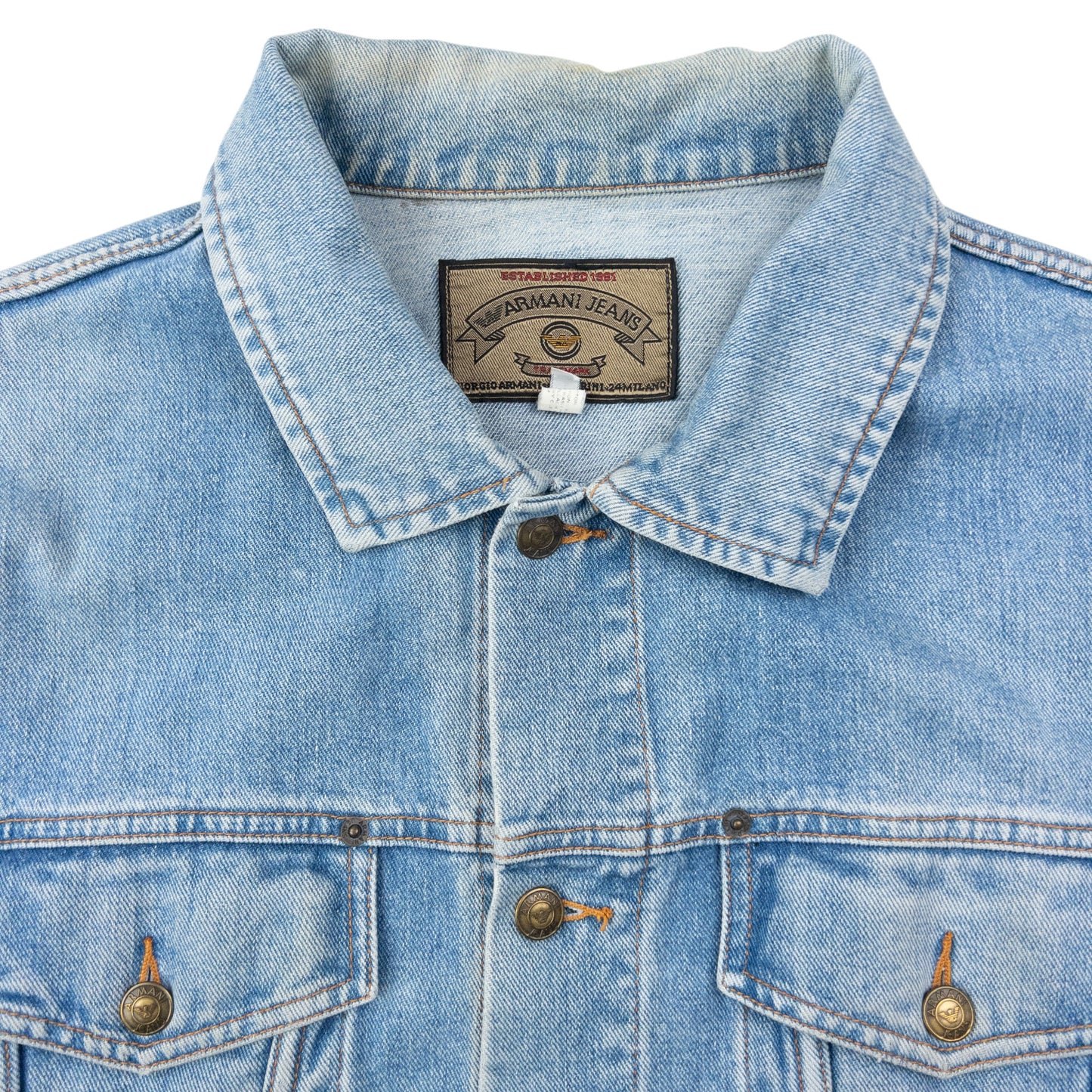 Vintage 90s Armani Jeans Button Up Denim Jacket Size L