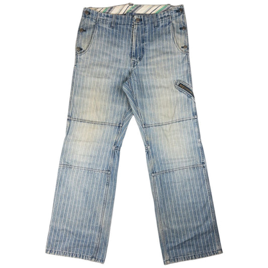 Vintage PPFM Striped Button Detail Denim Jeans Size W35