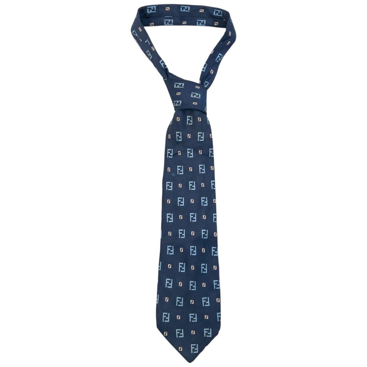 Vintage Fendi Monogram Silk Tie in blue