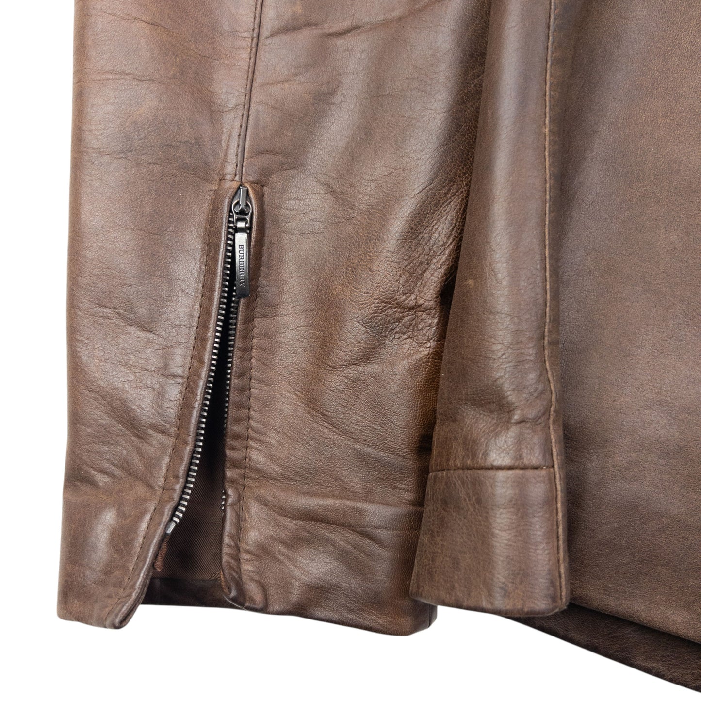 Vintage 2000s Burberry Zip Up Leather Jacket Size M