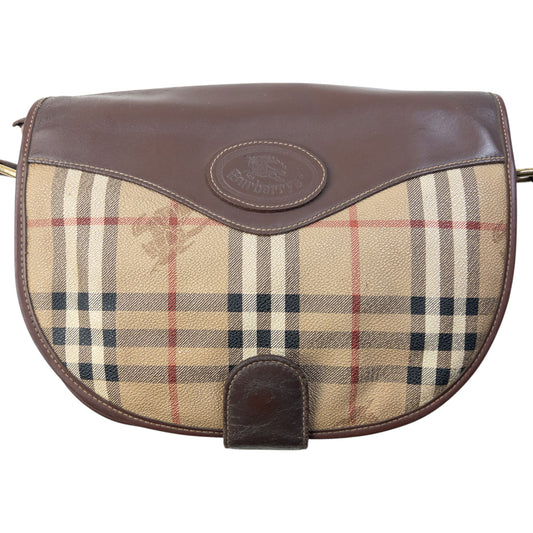 Vintage 90s Burberry Nova Check Leather Crossbody Bag