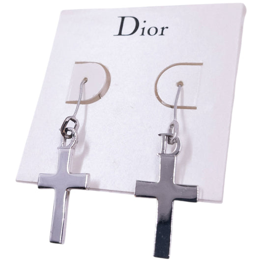 Vintage 2000s Dior By John Galliano Silver Cross Earrings