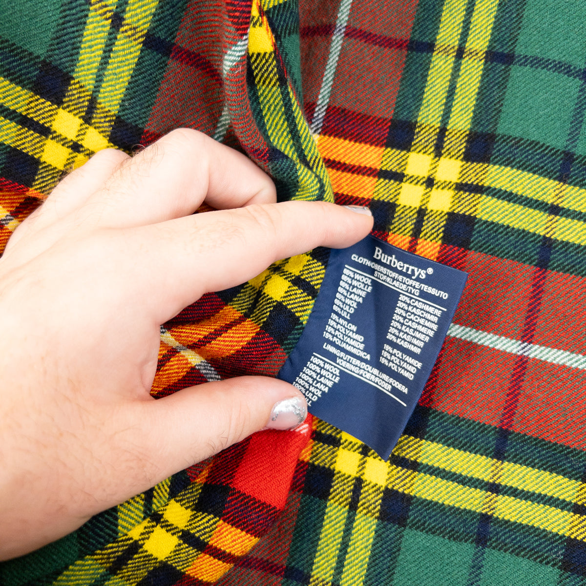 Vintage 90s Burberry Nova Check Lined Cashmere Wool Jacket in yellow, photo 6