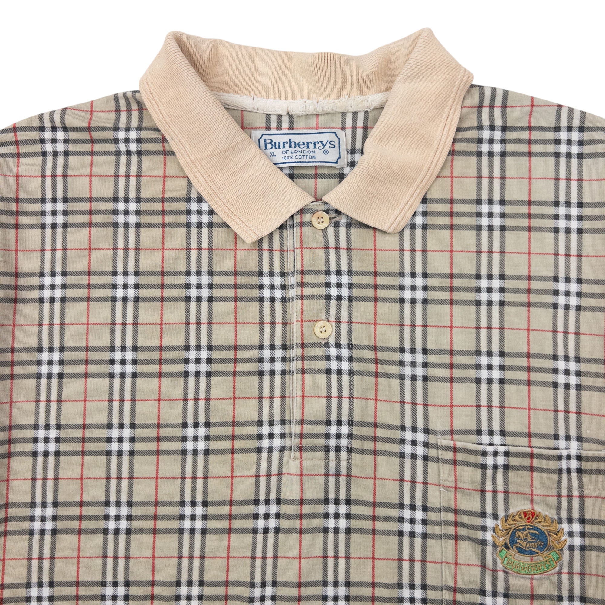 Vintage 90s Burberry Nova Check Polo Shirt Size XL