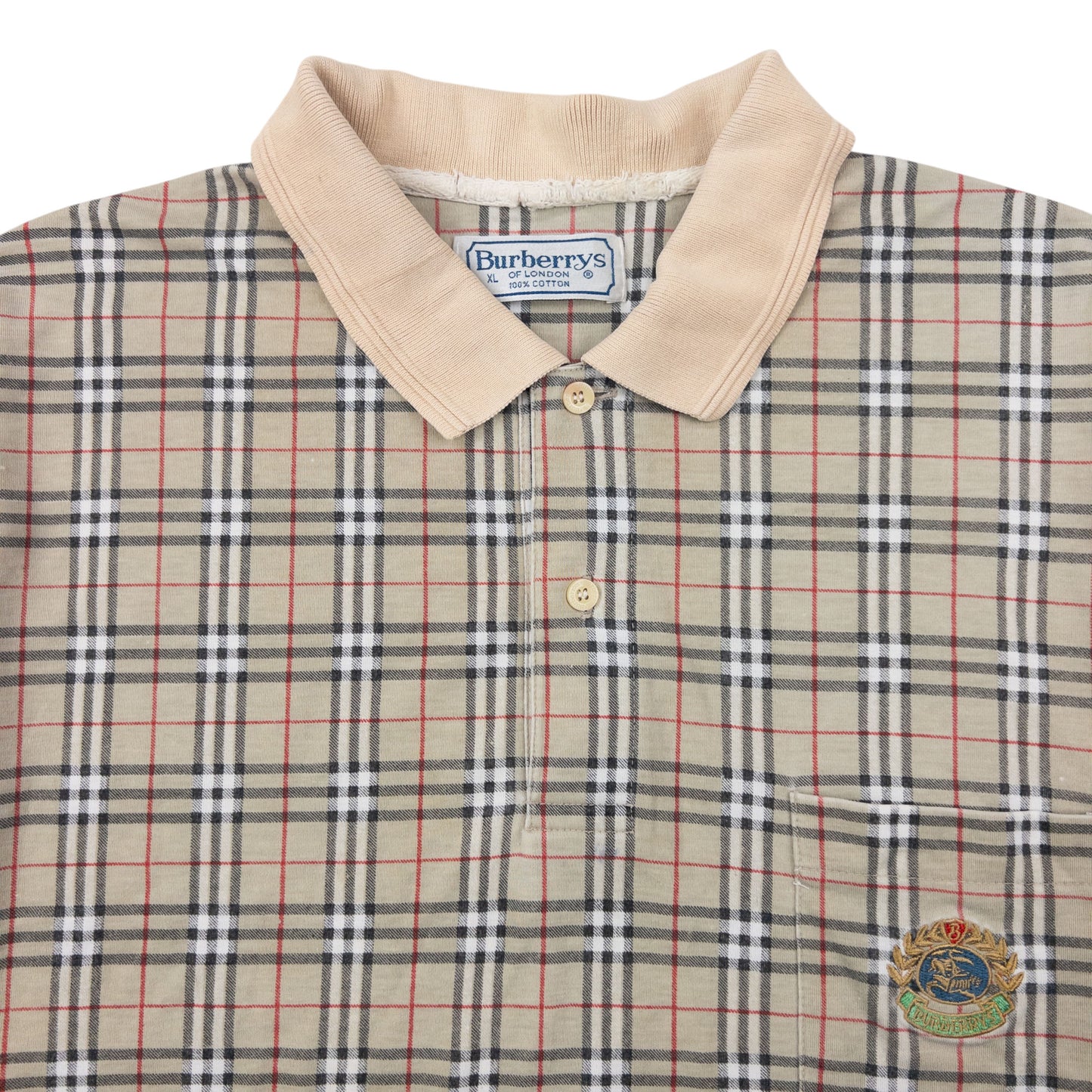 Vintage 90s Burberry Nova Check Polo Shirt Size XL
