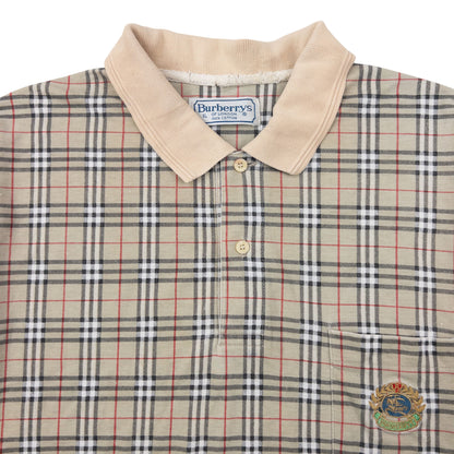 Vintage 90s Burberry Nova Check Polo Shirt Size XL
