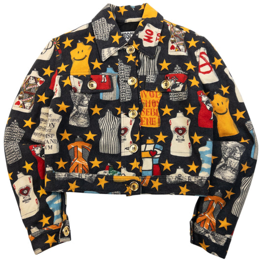 Vintage 90s Moschino Jeans Dress Form Print Wool Jacket Womens Size M