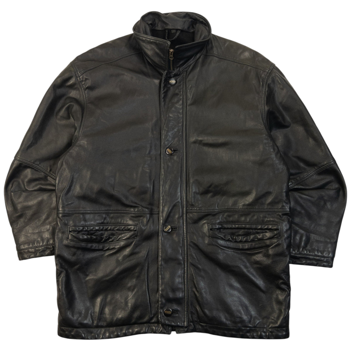 Vintage 90s Hugo Boss Zip Up Leather Jacket Size L