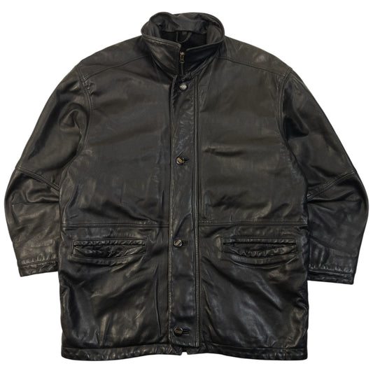 Vintage 90s Hugo Boss Zip Up Leather Jacket Size L