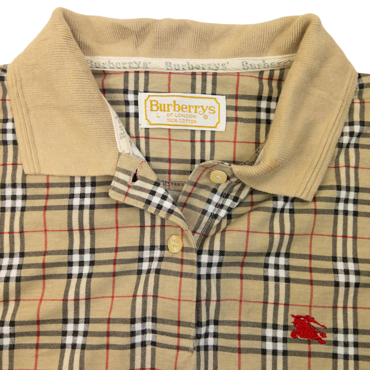 Vintage 90s Burberry Nova Check Polo Shirt Womens Size L