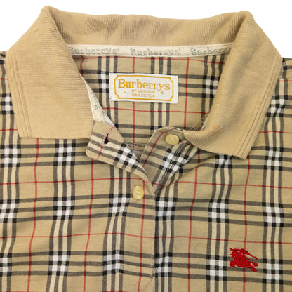 Vintage 90s Burberry Nova Check Polo Shirt Womens Size L