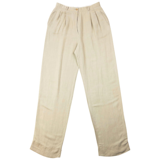Vintage 80s Emporio Armani Linen Pleated Trousers Size W27