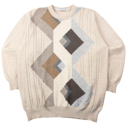 Vintage 90s Burberry Geometric Wool Knit Jumper Size L