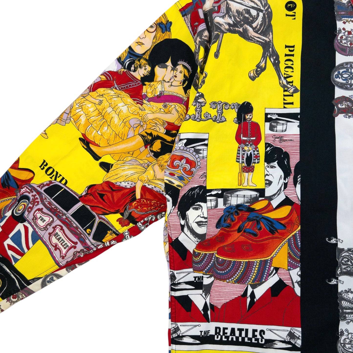 Vintage 90s Versace Jeans Couture Rock N Roll Royalty Print Button Up Shirt Size XL