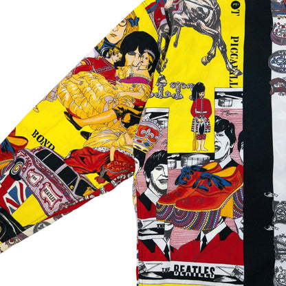 Vintage 90s Versace Jeans Couture Rock N Roll Royalty Print Button Up Shirt Size XL