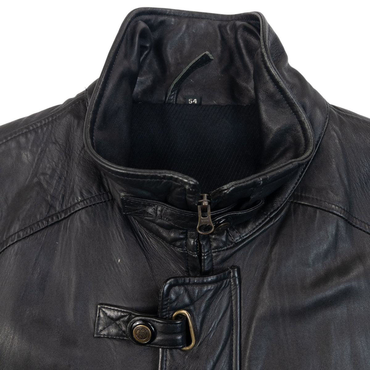 Vintage 90s Hugo Boss Zip Up Clasp Leather Jacket Size XXL