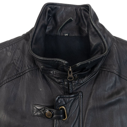 Vintage 90s Hugo Boss Zip Up Clasp Leather Jacket Size XXL