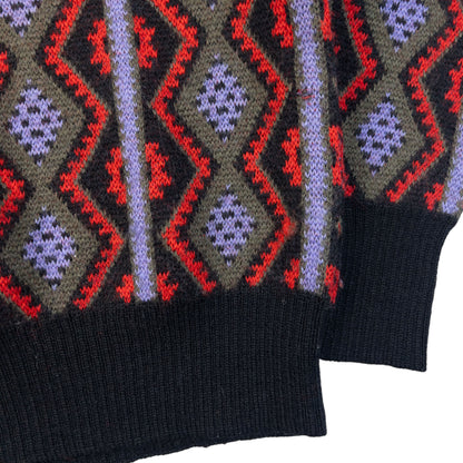 Vintage 80s YSL Yves Saint Laurent Pattern Knit Wool Jumper Size S