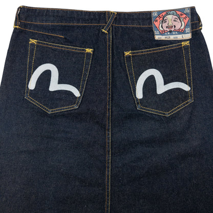 Vintage Evisu Triple Gull Japanese Denim Skirt Womens Size W28