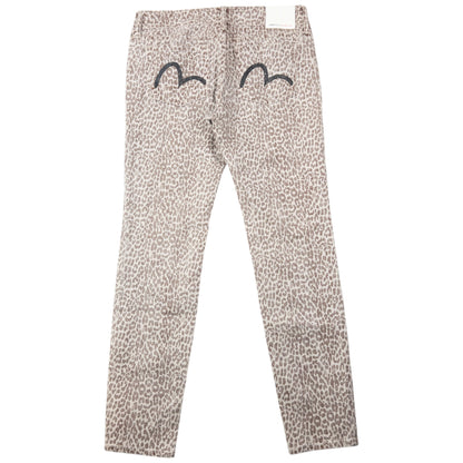 Vintage Evisu Double Gull Leopard Print Japanese Denim Jeans Size W30