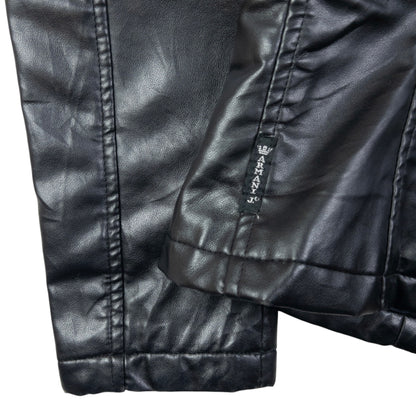 Vintage Armani Jeans Leather Biker Jacket Womens Size S