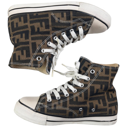 Vintage Fendi Monogram Hight Top Trainers Womens Size UK 4