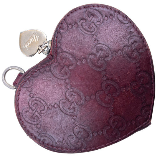 Vintage Gucci Monogram Leather Heart Coin Purse