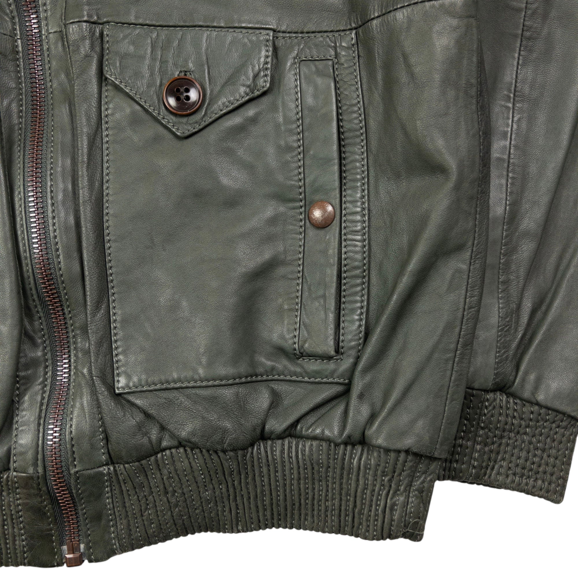 Vintage Hugo Boss Zip Up Leather Jacket Size M