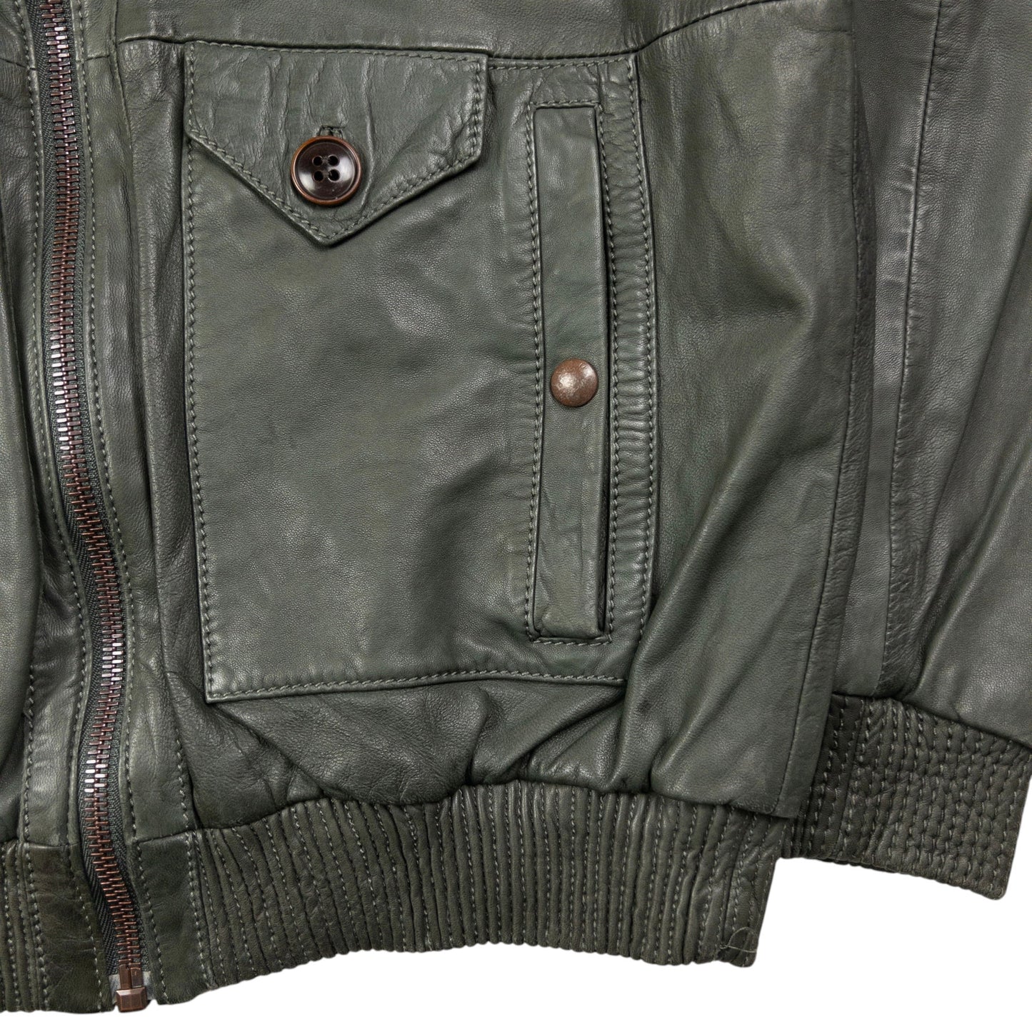 Vintage Hugo Boss Zip Up Leather Jacket Size M