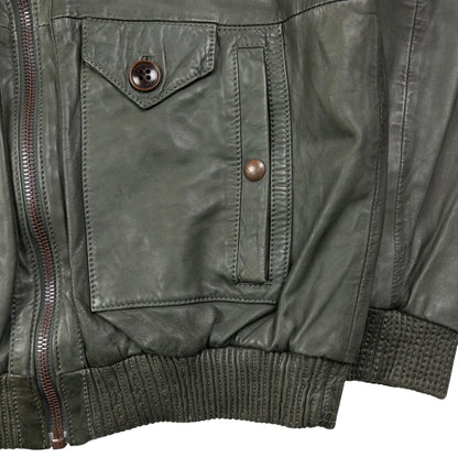 Vintage Hugo Boss Zip Up Leather Jacket Size M