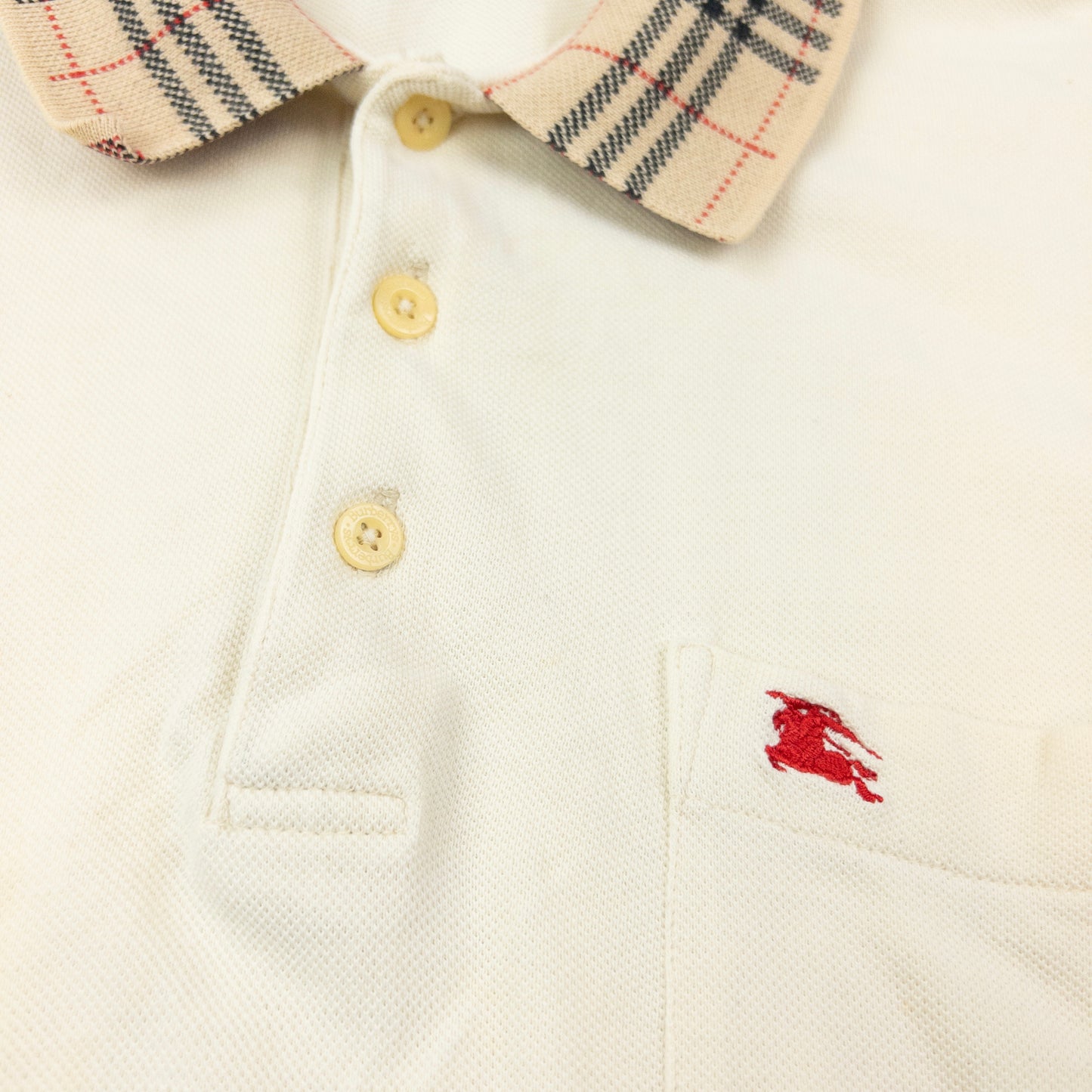 Vintage 90s Burberry Nova Check Collar Long Sleeve Polo Shirt Size M