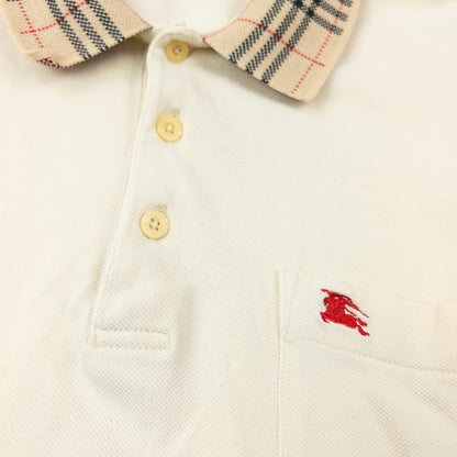 Vintage 90s Burberry Nova Check Collar Long Sleeve Polo Shirt Size M