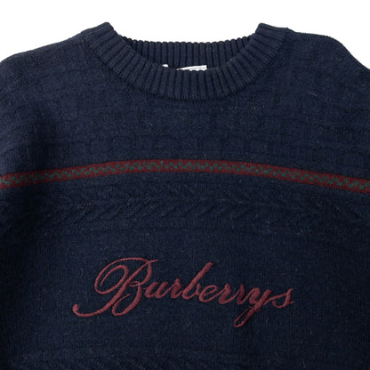 Vintage Burberry Embroidered Knit Jumper Size S