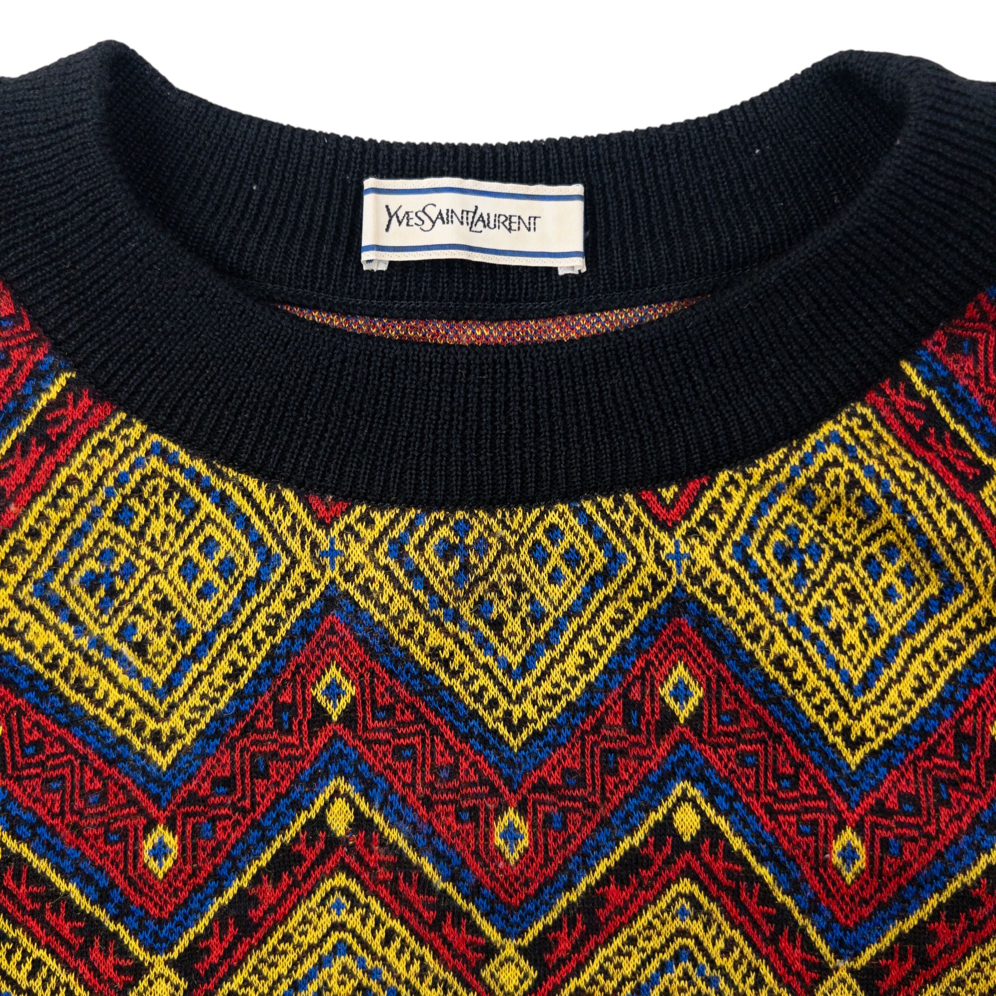 Vintage 80s YSL Yves Saint Laurent Pattern Jumper Size M