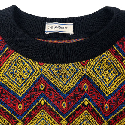 Vintage 80s YSL Yves Saint Laurent Pattern Jumper Size M