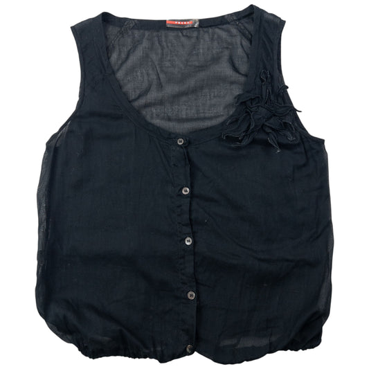 Vintage 2000s Prada Sport Sheer Flower Button Up Top Womens Size M