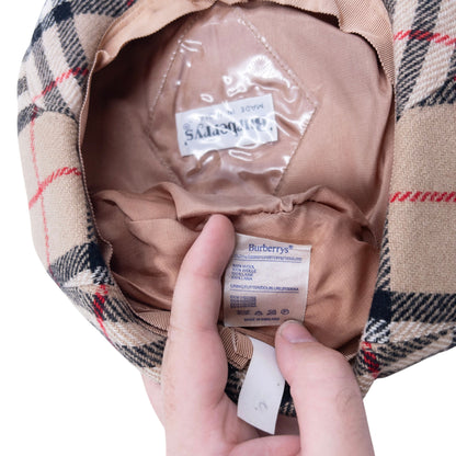 Vintage 80s Burberry Nova Check Wool Flat-Cap Hat Size M