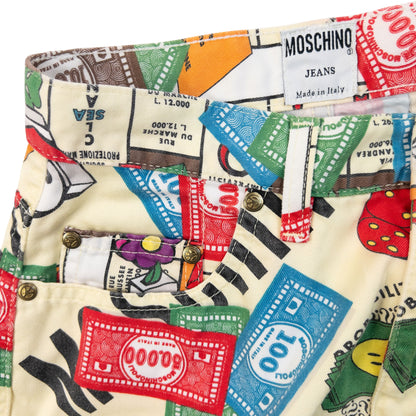 Vintage 90s Moschino Jeans Monopoly Parody Print Trousers, photo 5
