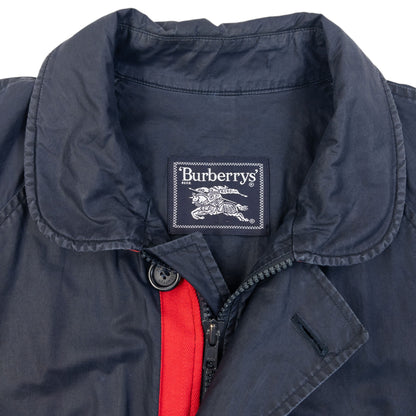 Vintage 90s Burberry Zip Up Rain Jacket in navy, photo 3
