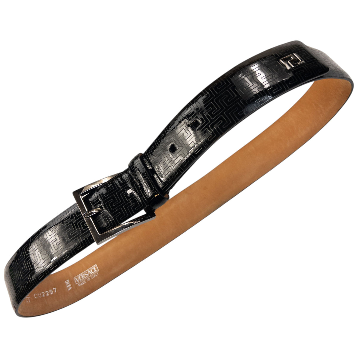 Vintage 90s Versace Pattern Leather Belt Size M