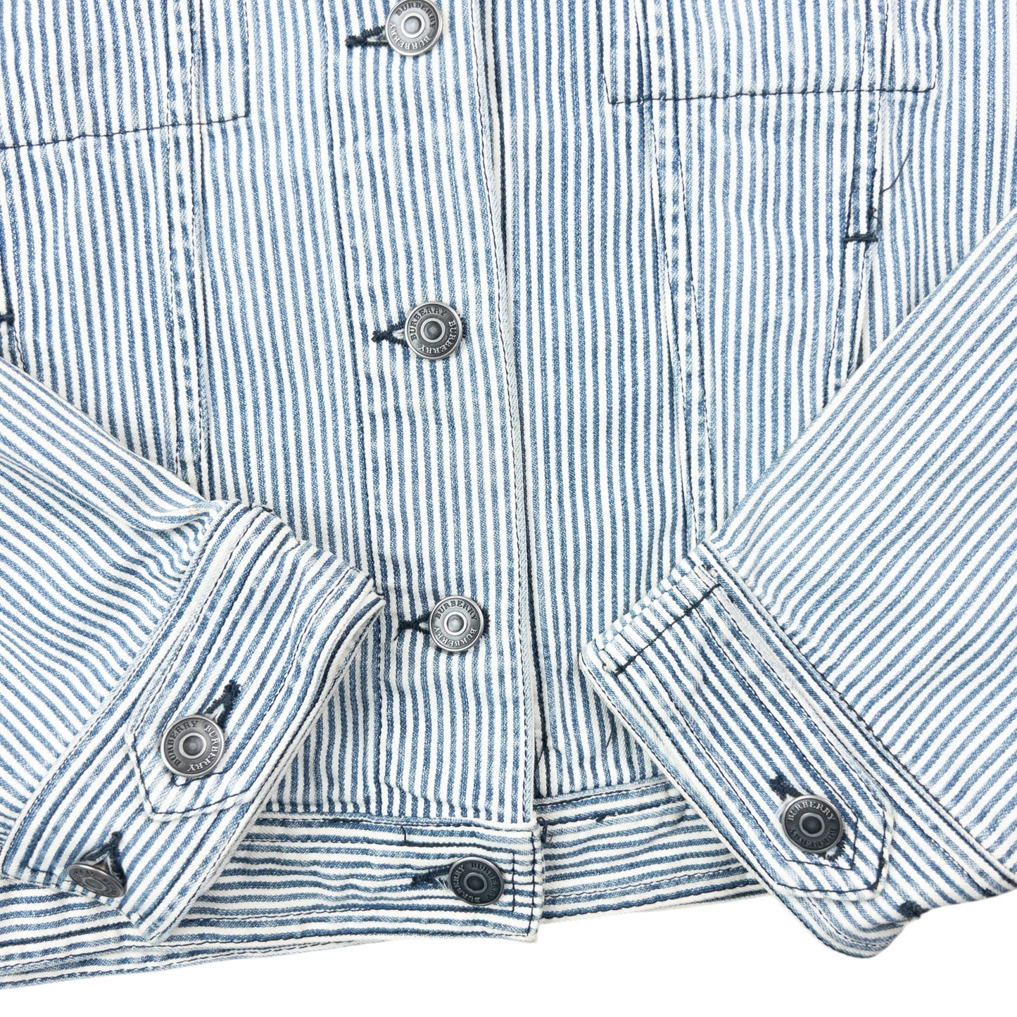 Vintage 2000s Burberry Striped Denim Jacket Womens Size M