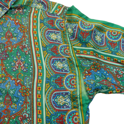 Vintage 90s Versace V2 Mosaic Paisley Print Long Sleeve Button Up Shirt Size S