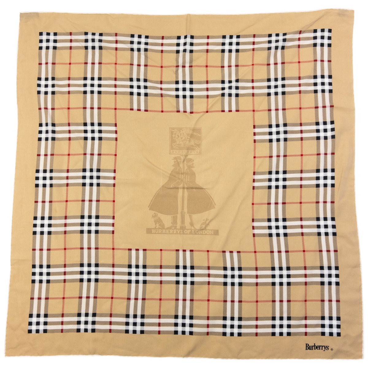 Vintage 90s Burberry Nova Check Silk Scarf in beige