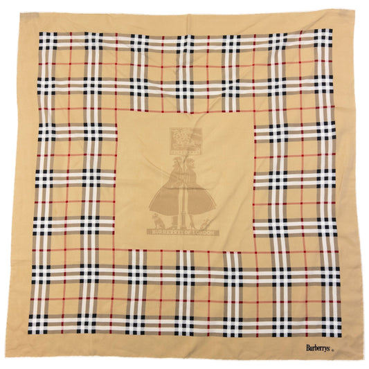 Vintage 90s Burberry Nova Check Silk Scarf in beige