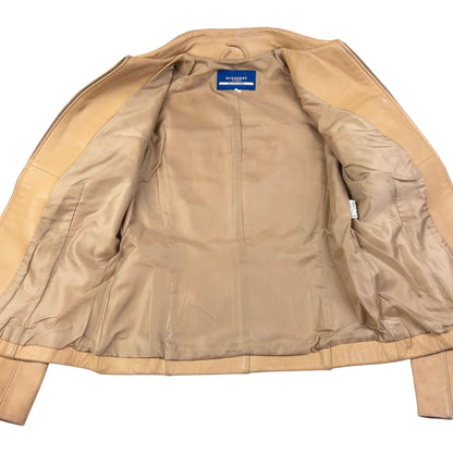 Vintage Burberry Blue Label Zip Up Leather Jacket Womens Size S