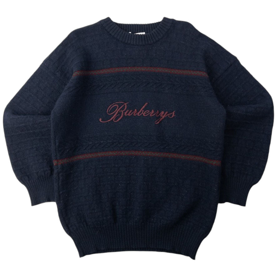 Vintage Burberry Embroidered Knit Jumper Size S