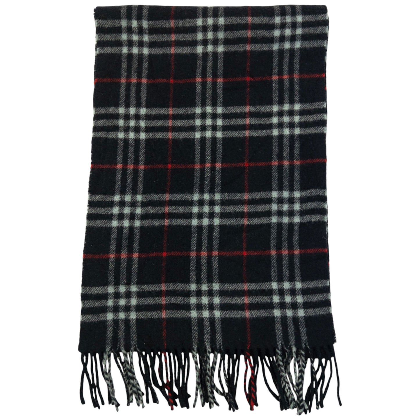 Vintage 2000s Burberry Nova Check Lambswool Tassel Scarf