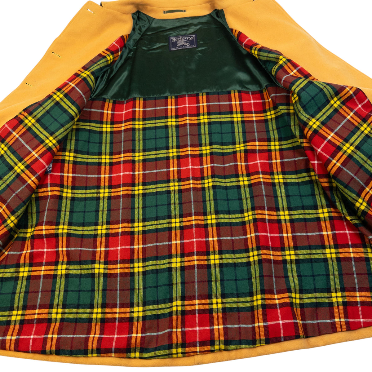 Vintage 90s Burberry Nova Check Lined Cashmere Wool Jacket in yellow, photo 5