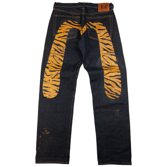 Vintage Evisu Tiger Stripe Daicock Japanese Denim Jeans Size W33